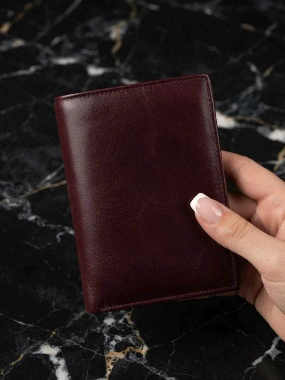 Vintage 80s Bosca Full Grain Hide Leather Trifold Wallet Burgundy Oxblood